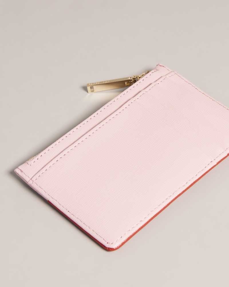 Pale Pink Ted Baker Huni Heart Zip Card Holder | ZA0000337