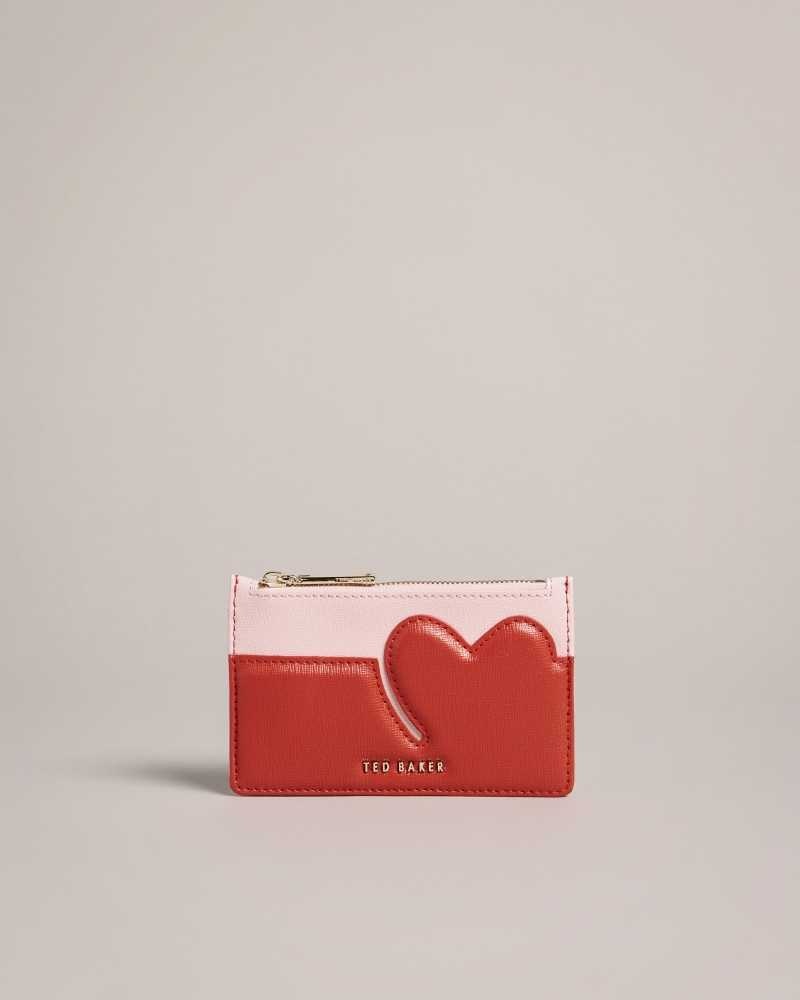 Pale Pink Ted Baker Huni Heart Zip Card Holder | ZA0000337