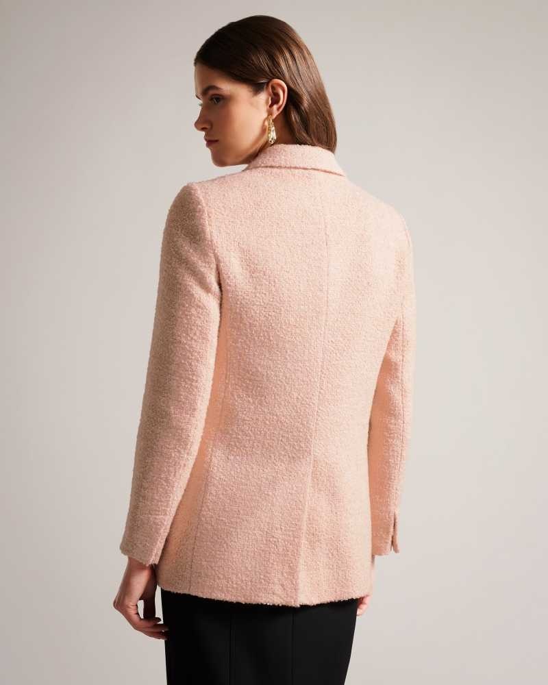 Pale Pink Ted Baker Robinet Oversized Marled Blazer Coat | ZA0000588