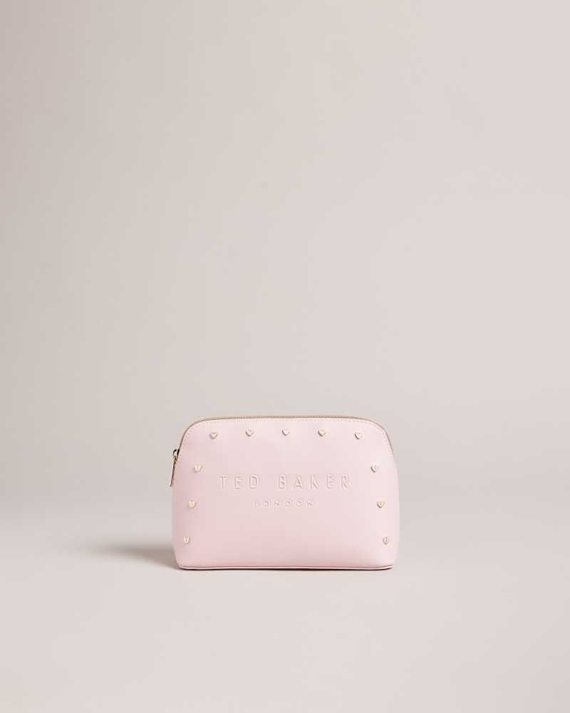 Pale Pink Ted Baker Studel Studded Heart Makeup Bag | ZA0000329