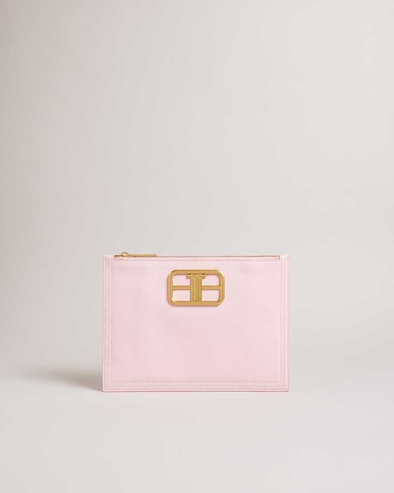 Pale Pink Ted Baker Tikila Statement Hardware Clutch | ZA0000305