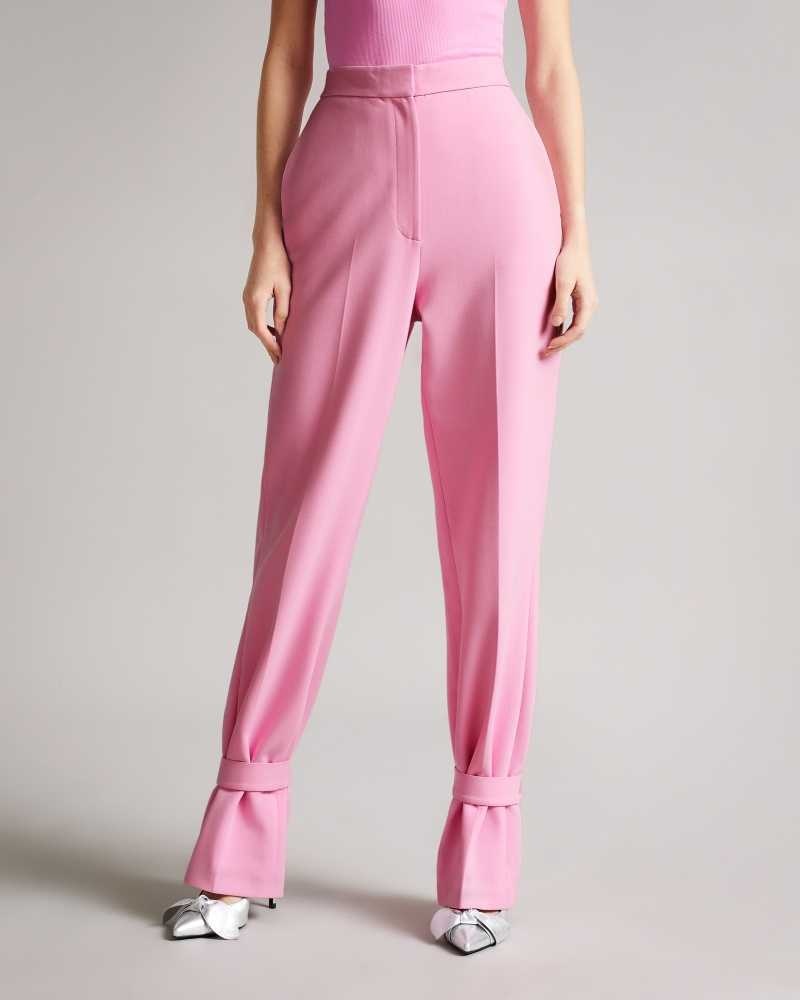 Pink Ted Baker Aleksit Straight Leg Trouser With Ankle Tab | ZA0001481