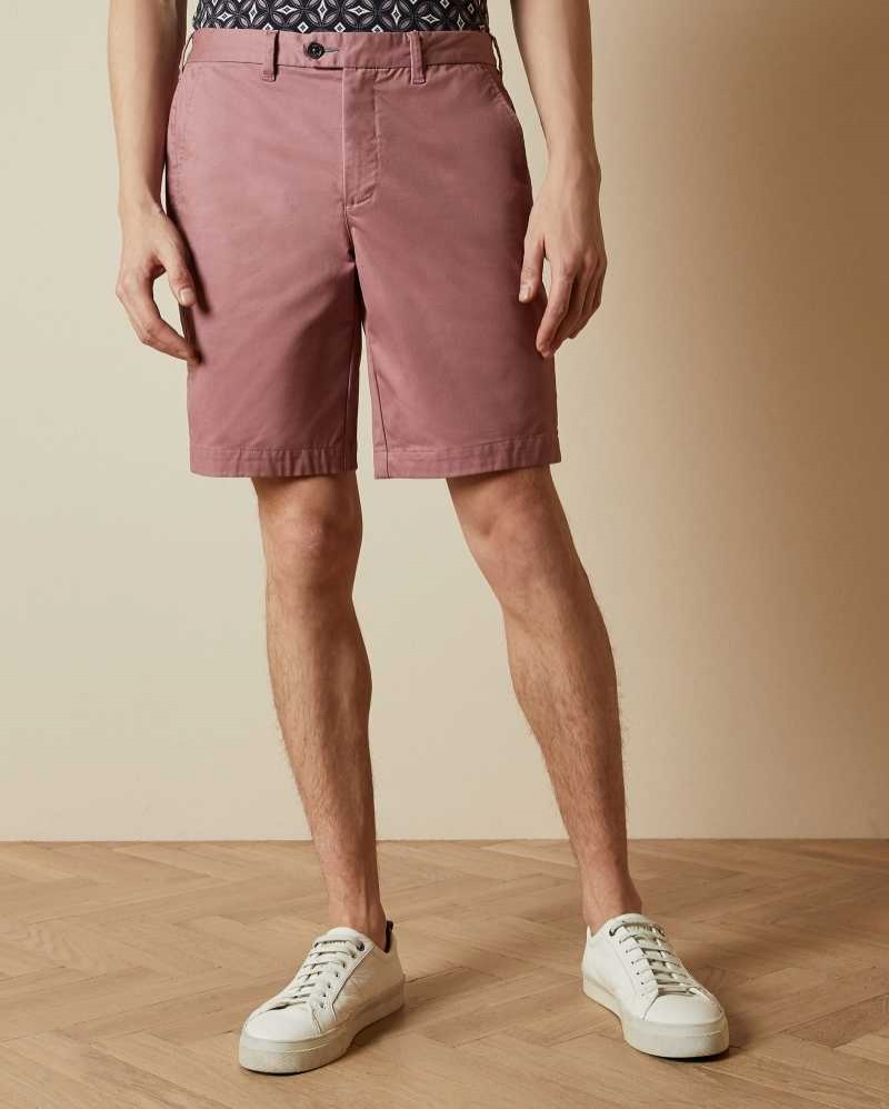 Pink Ted Baker Buenose Cotton Chino Shorts | ZA0001559