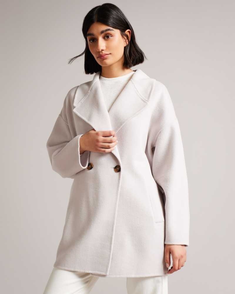 Pink Ted Baker Caysa Cocoon Coat With Oversized Collar | ZA0000552