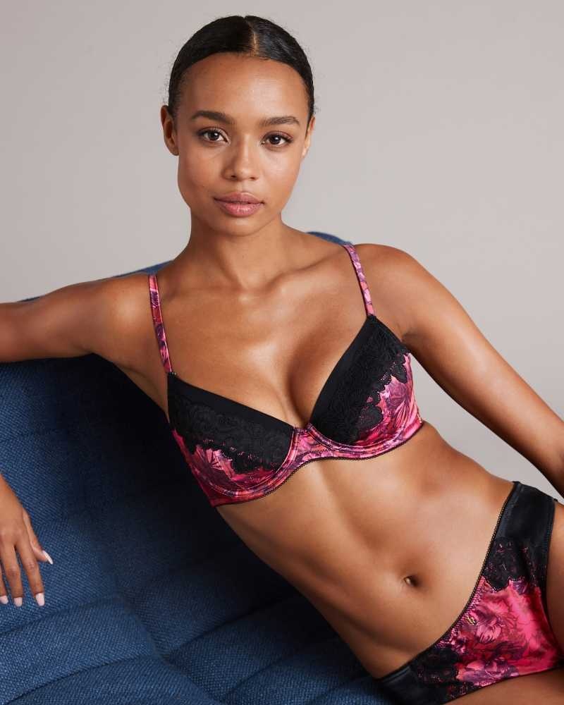 Pink Ted Baker Jaene Floral Unpadded Bra | ZA0000833