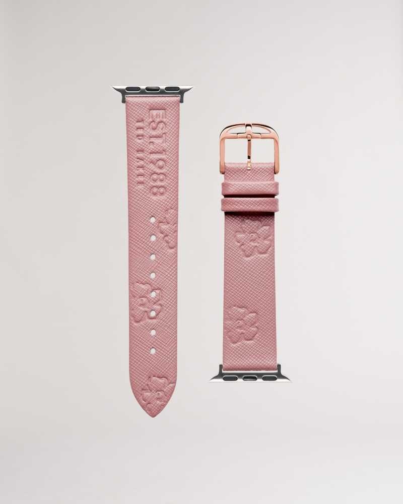 Pink Ted Baker Melanip Leather Magnolia Apple Watch Strap | ZA0002179