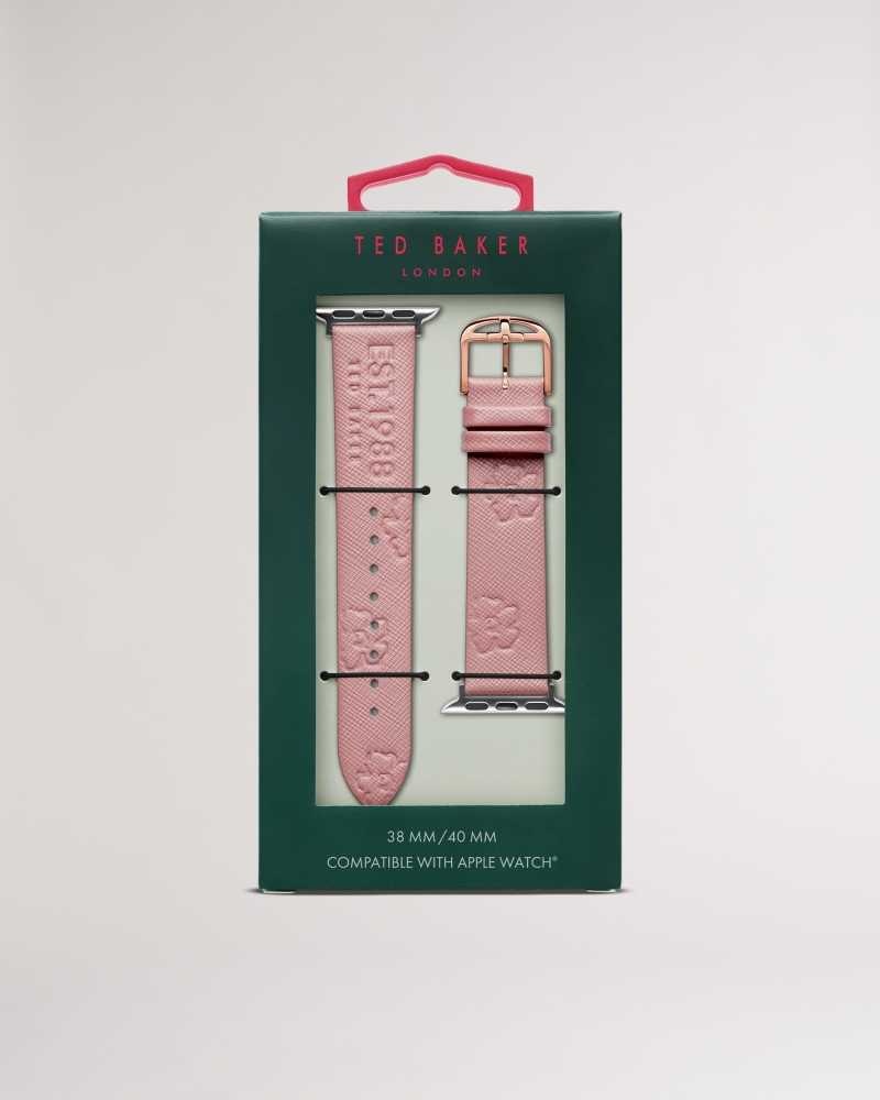 Pink Ted Baker Melanip Leather Magnolia Apple Watch Strap | ZA0002179