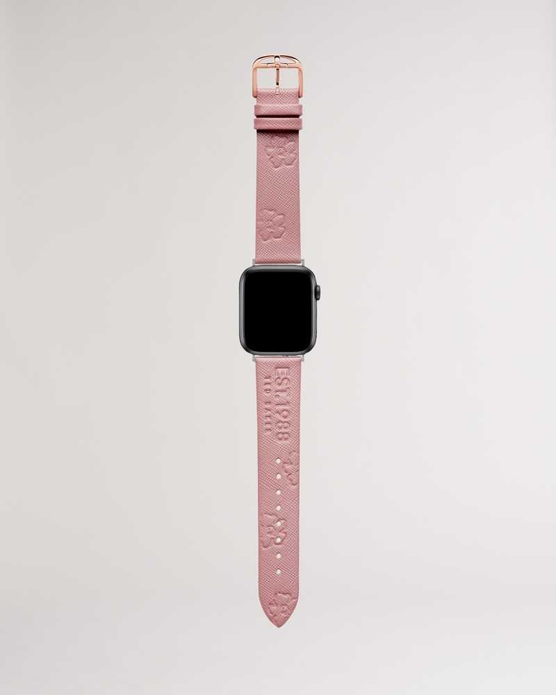 Pink Ted Baker Melanip Leather Magnolia Apple Watch Strap | ZA0002179