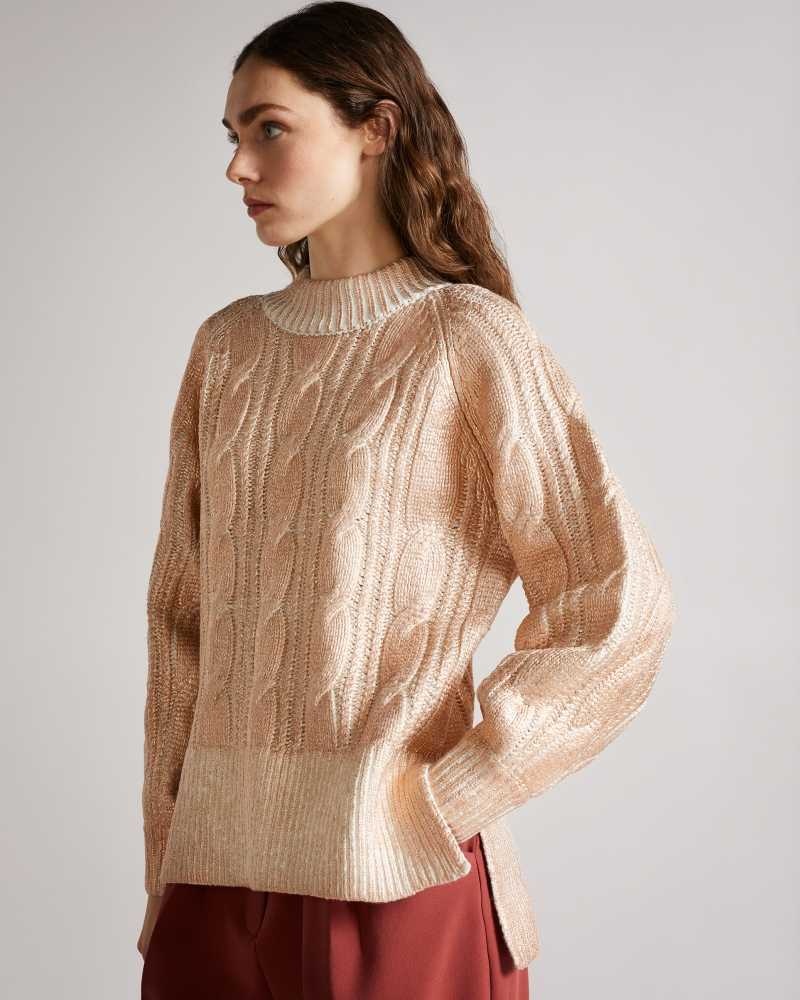 Pink Ted Baker Sidonyy MIB Cable Knit Jumper | ZA0000712