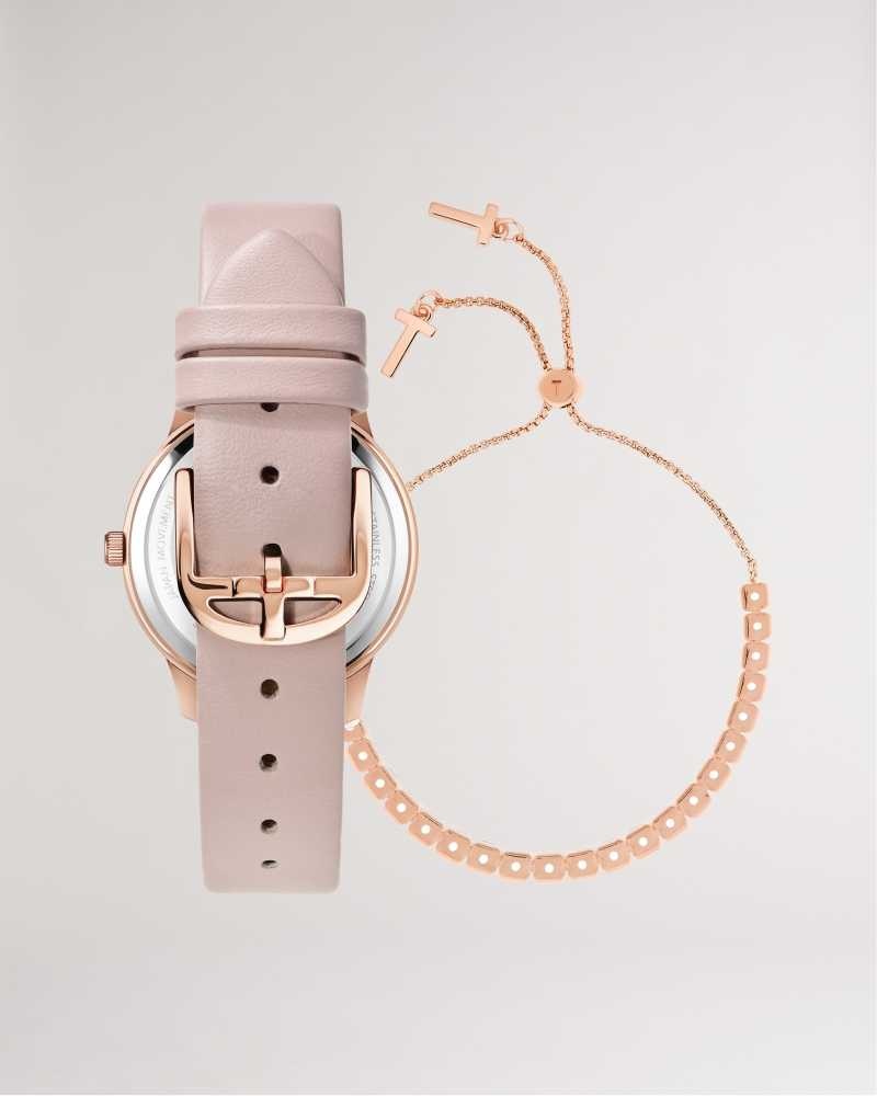 Pink Ted Baker Starlim Star Watch And Bracelet Gift Set | ZA0002183