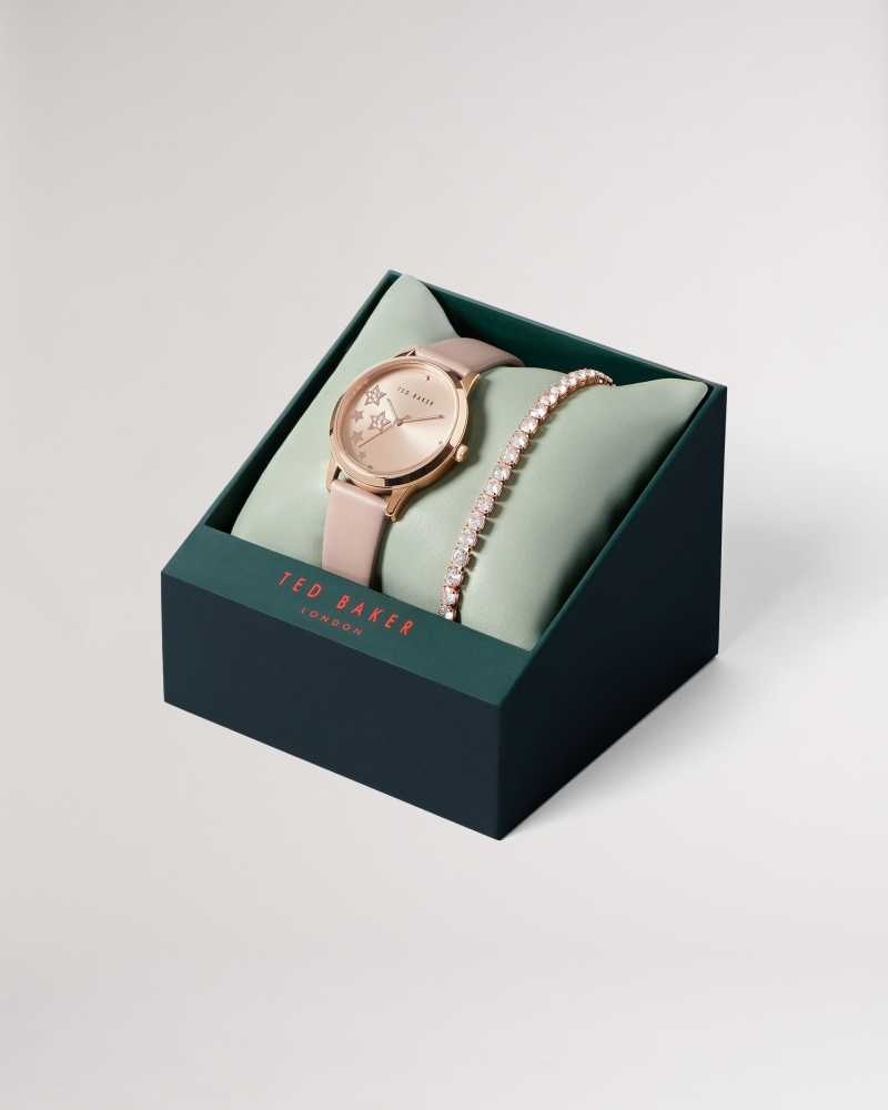 Pink Ted Baker Starlim Star Watch And Bracelet Gift Set | ZA0002183