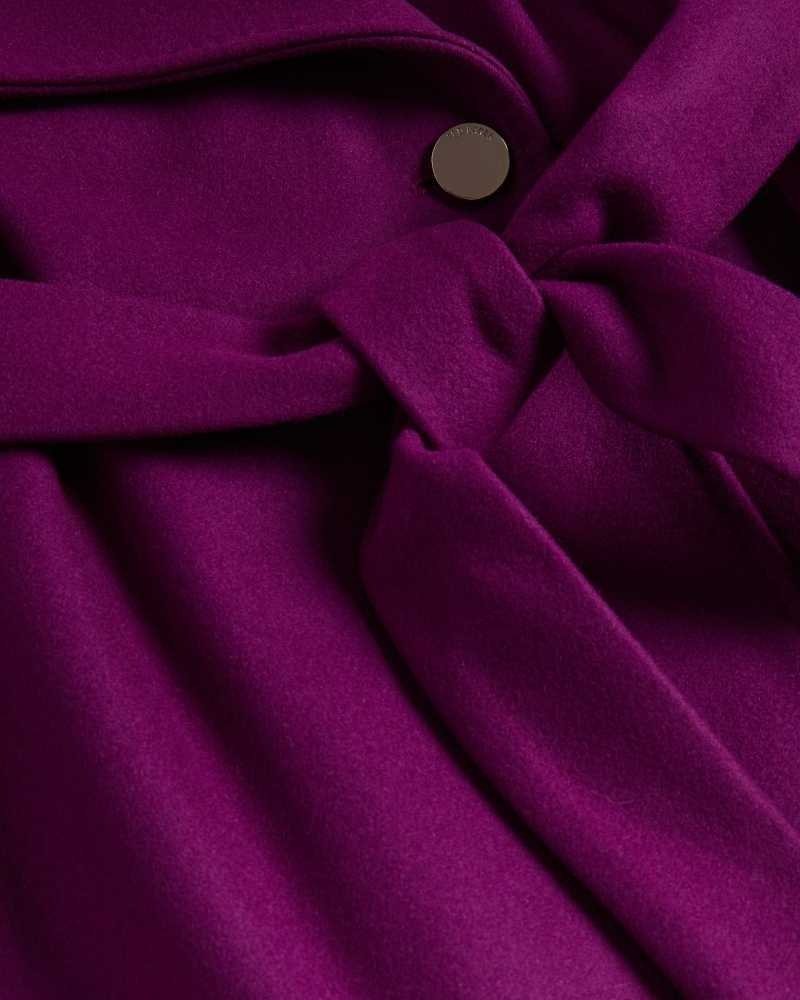 Purple Ted Baker Rytaa Short Wool Wrap Coat | ZA0000614