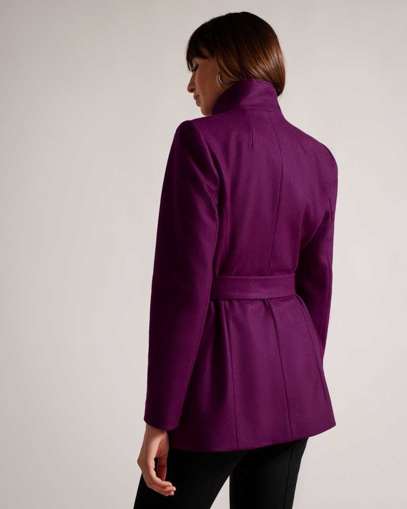 Purple Ted Baker Rytaa Short Wool Wrap Coat | ZA0000614