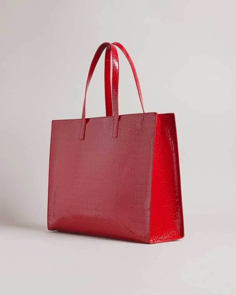 Red Ted Baker Allicon Mock Croc Icon Tote Bag | ZA0000465