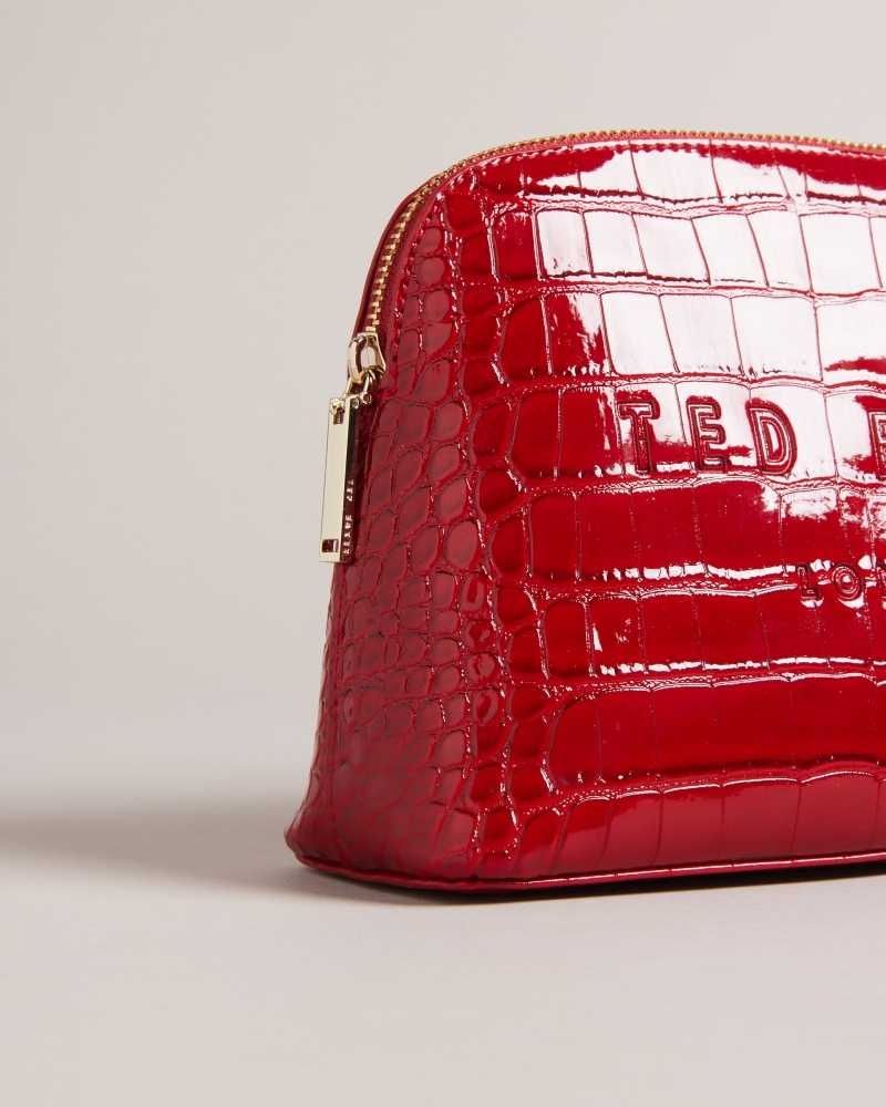 Red Ted Baker Crocala Croc Detail Debossed Makeup Bag | ZA0000330