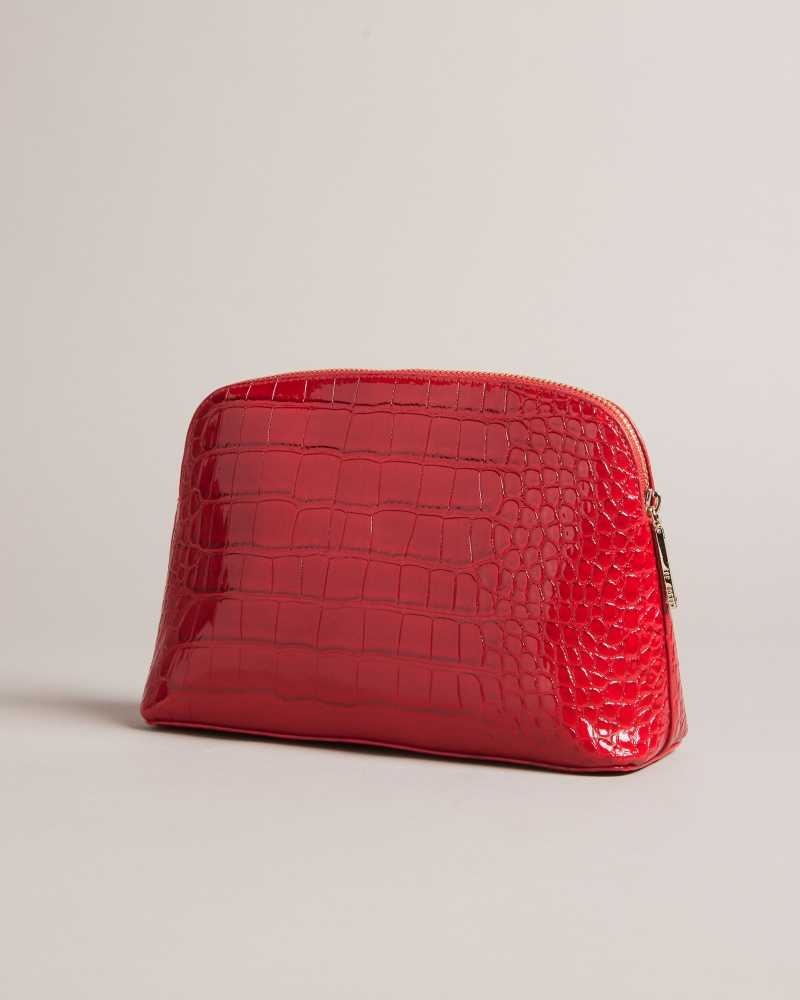 Red Ted Baker Crocala Croc Detail Debossed Makeup Bag | ZA0000330