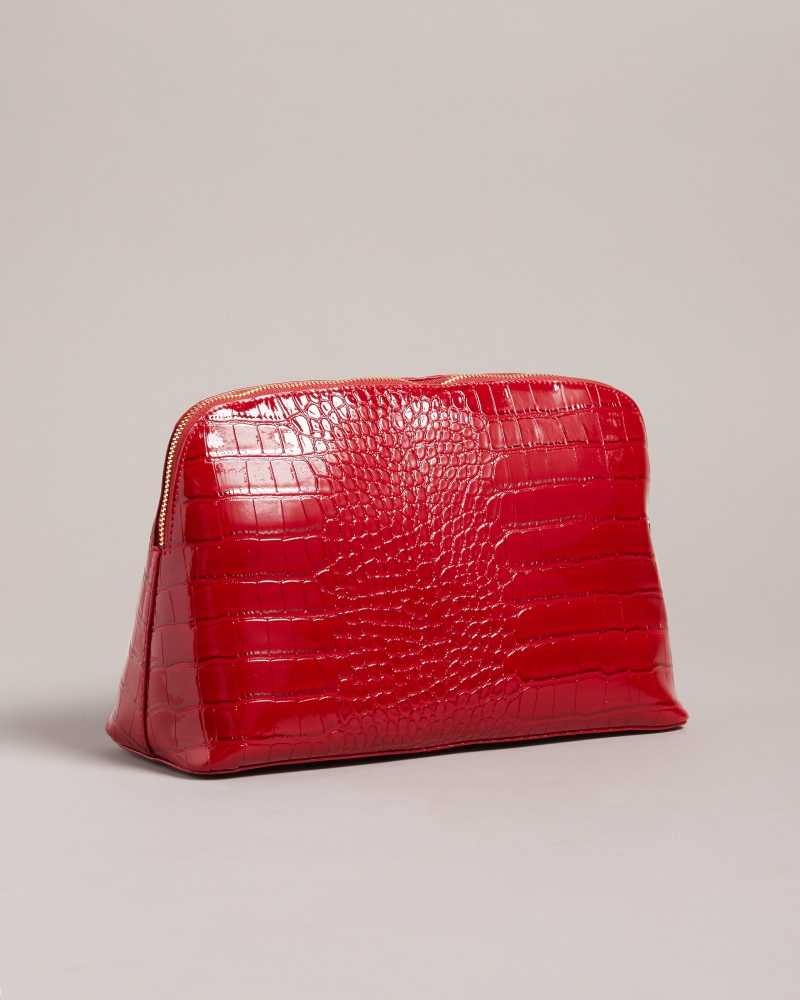 Red Ted Baker Crocana Croc Detail Debossed Washbag | ZA0000507