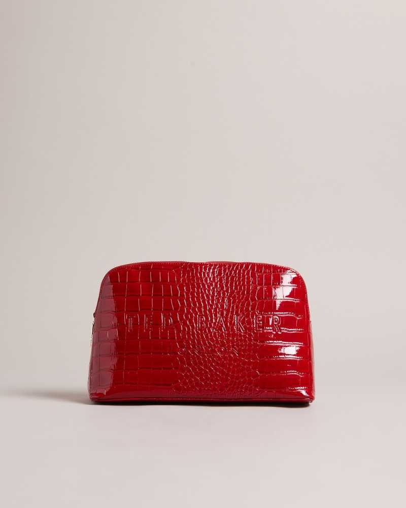 Red Ted Baker Crocana Croc Detail Debossed Washbag | ZA0000507