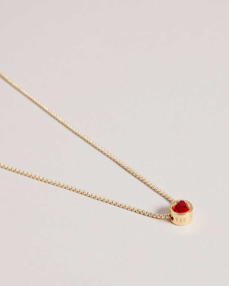 Red Ted Baker Harparh Glass Heart Pendant Necklace | ZA0001996