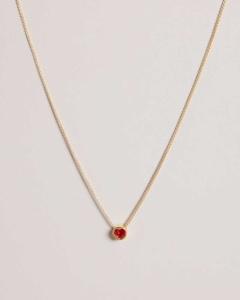 Red Ted Baker Harparh Glass Heart Pendant Necklace | ZA0001996