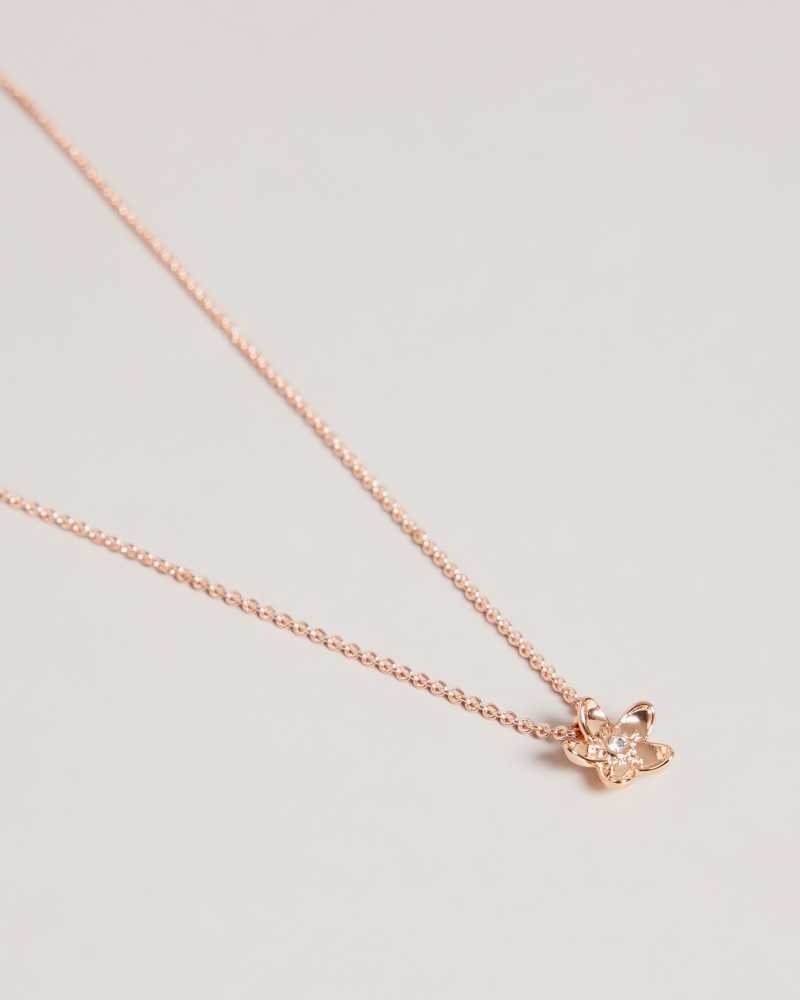 Rose Gold Colour Ted Baker Braddie Blossom Pendant Necklace | ZA0002017