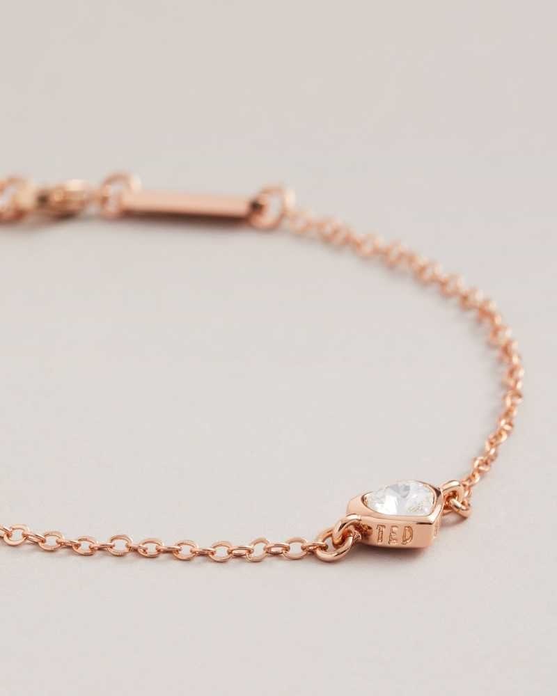 Rose Gold Colour Ted Baker Hansaa Crystal Heart Bracelet | ZA0001902