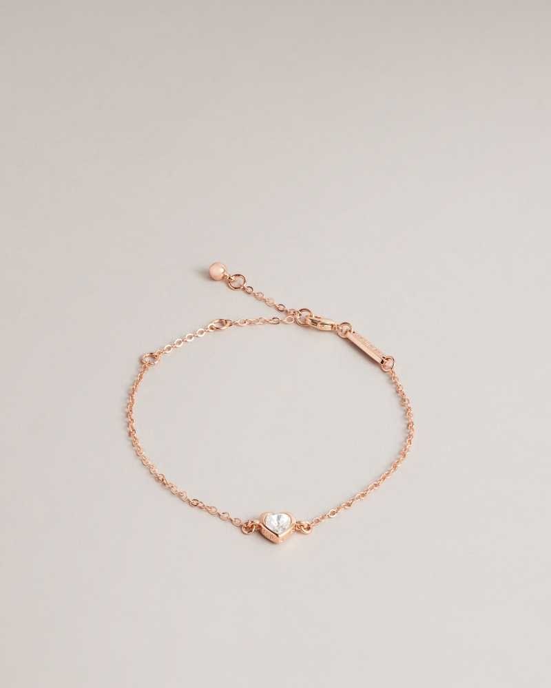 Rose Gold Colour Ted Baker Hansaa Crystal Heart Bracelet | ZA0001902