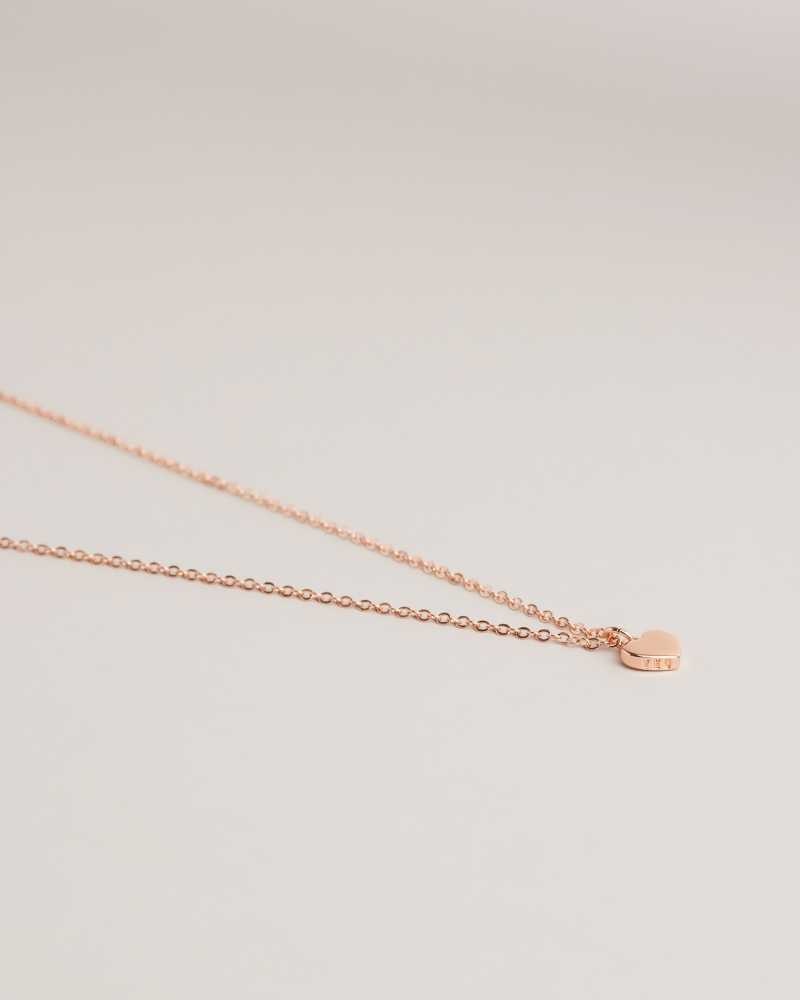 Rose Gold Colour Ted Baker Hara Heart Pendant Necklace | ZA0001995