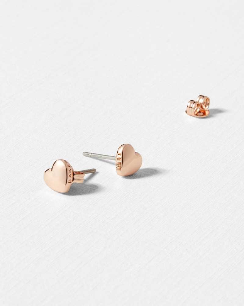 Rose Gold Colour Ted Baker Harly Heart Stud Earrings | ZA0001967