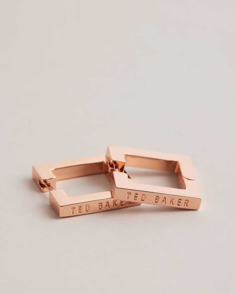 Rose Gold Colour Ted Baker Saadiey Large Square Hinge Earrings | ZA0001966