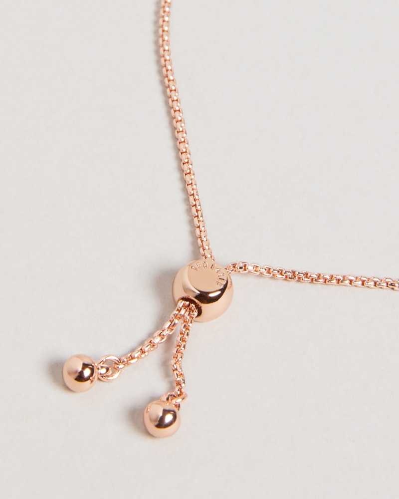 Rose Gold Colour Ted Baker Sarsah Sparkle Heart Drawstring Bracelet | ZA0001890