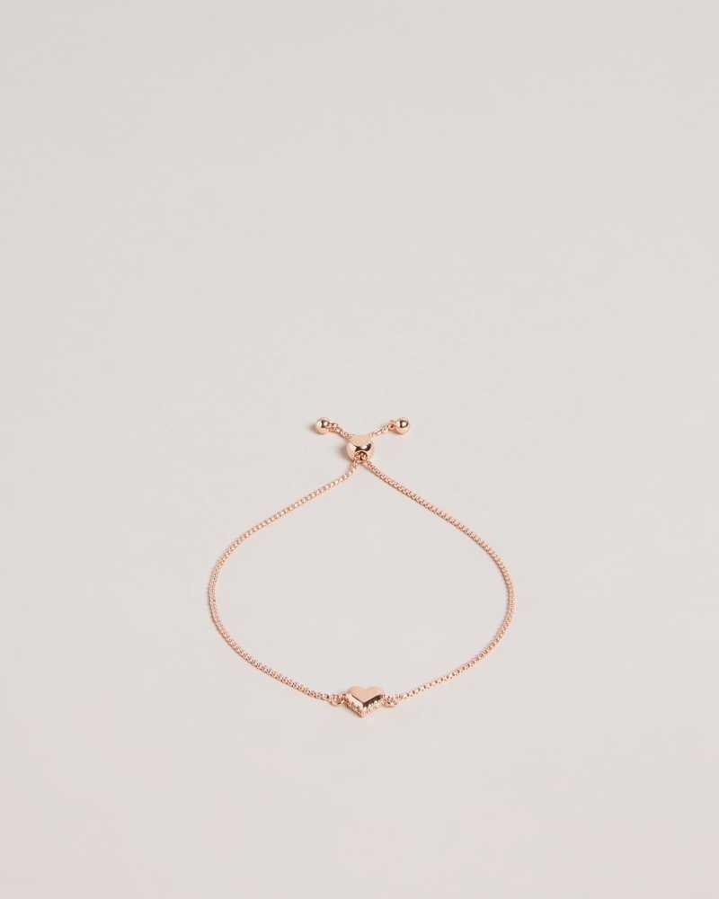 Rose Gold Colour Ted Baker Sarsah Sparkle Heart Drawstring Bracelet | ZA0001890