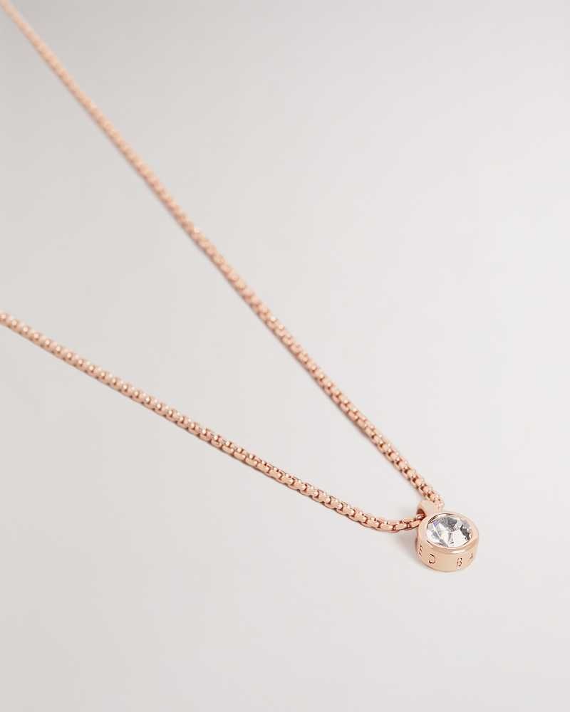 Rose Gold Colour Ted Baker Sininaa Crystal Pendant Necklace | ZA0002009