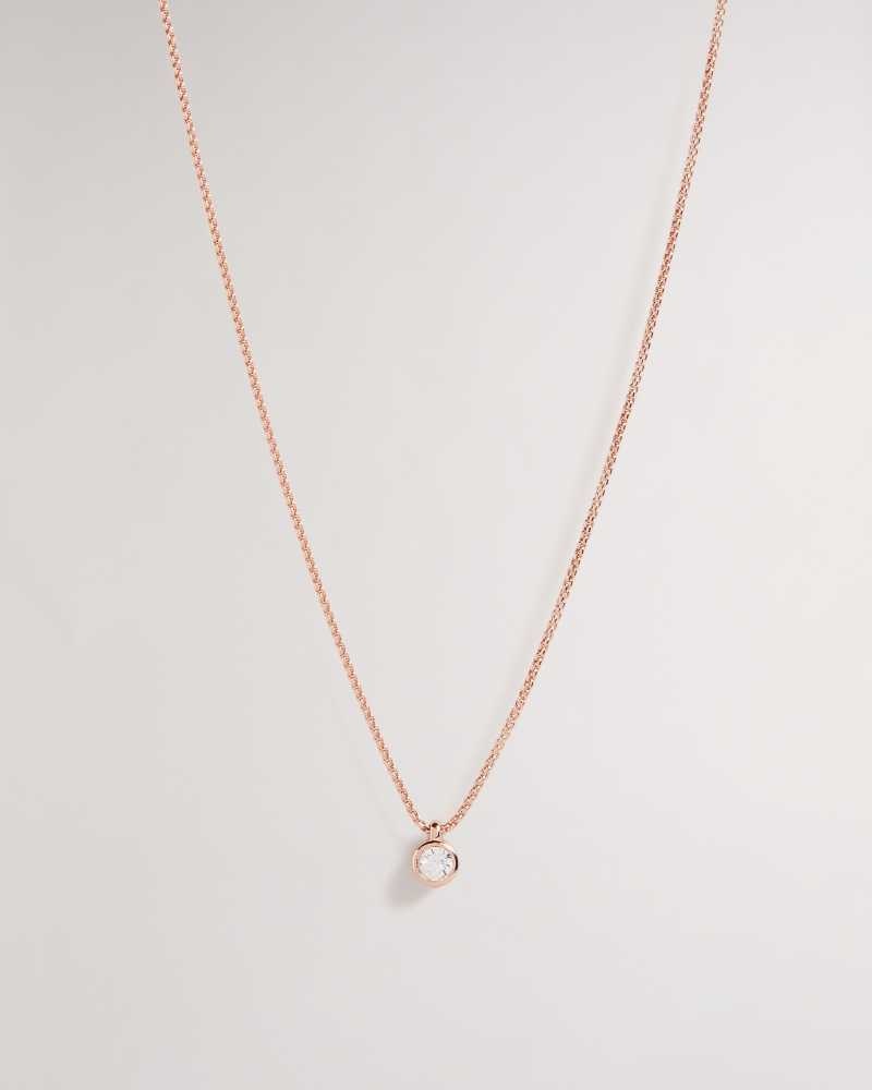 Rose Gold Colour Ted Baker Sininaa Crystal Pendant Necklace | ZA0002009