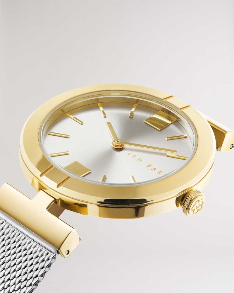 SH PL GOLD Ted Baker Darbiey T Frame Mesh Strap Watch | ZA0002185