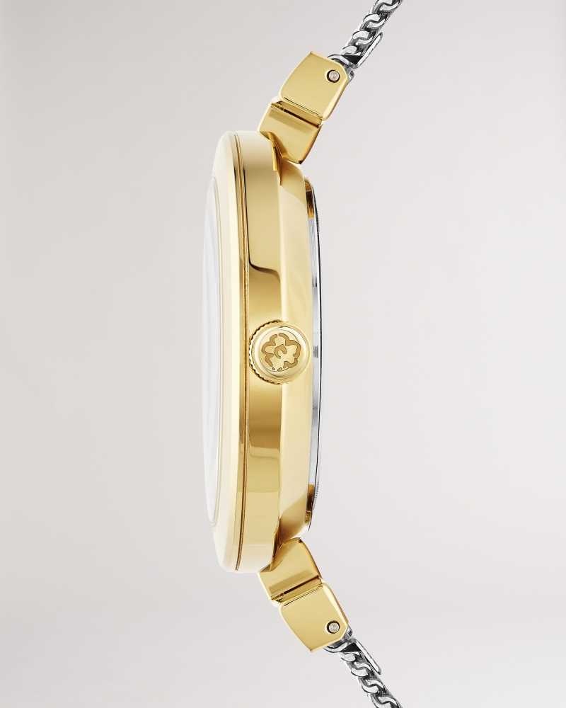 SH PL GOLD Ted Baker Darbiey T Frame Mesh Strap Watch | ZA0002185