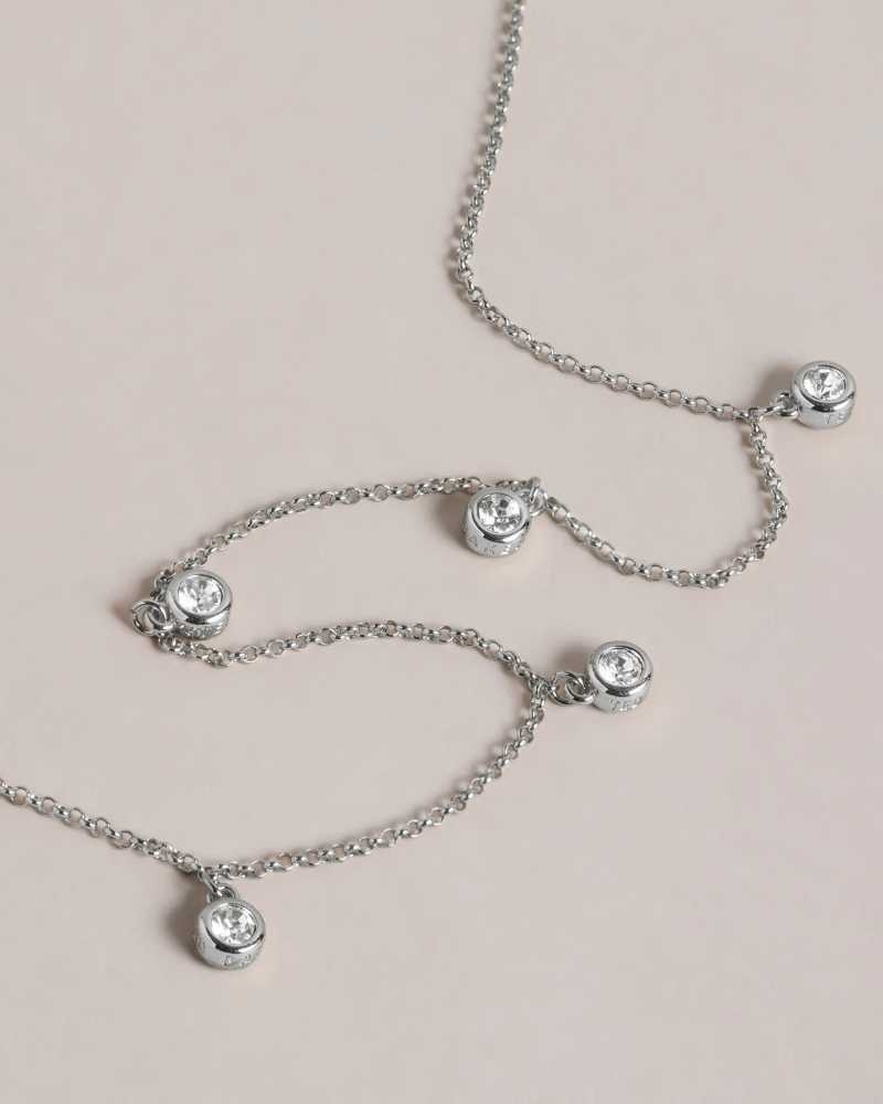 Silver Colour Ted Baker Clemmee Crystal Droplet Necklace | ZA0001982