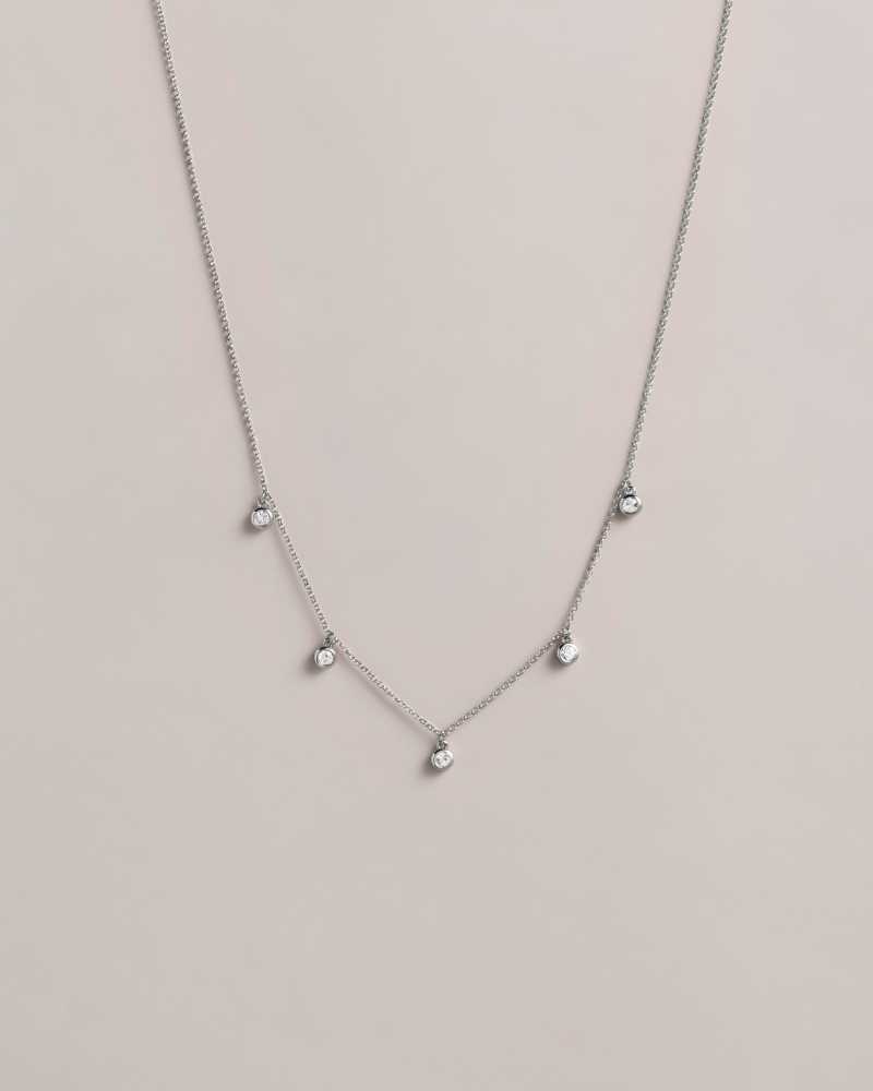 Silver Colour Ted Baker Clemmee Crystal Droplet Necklace | ZA0001982