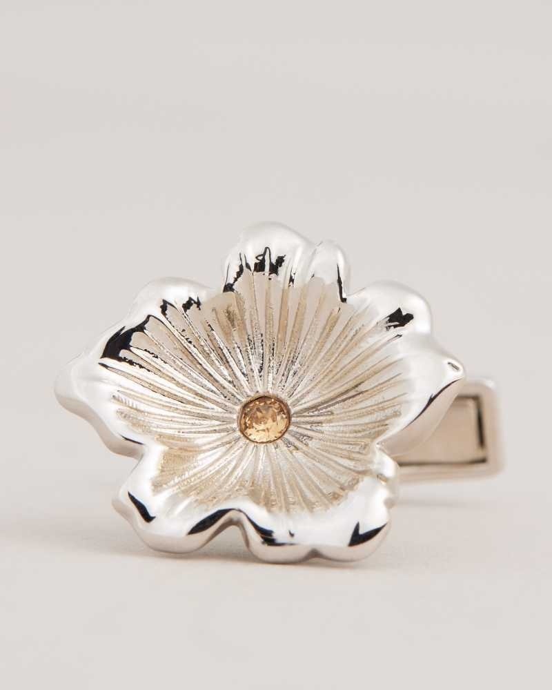 Silver Colour Ted Baker Flowrs Magnolia Cufflinks | ZA0001803