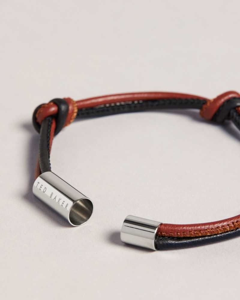 Silver Colour Ted Baker Johhn Knotted Leather Bracelet | ZA0002101