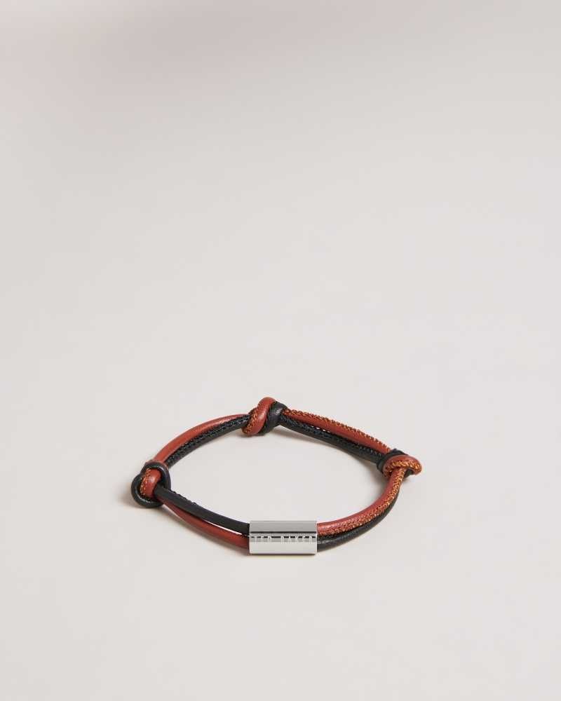 Silver Colour Ted Baker Johhn Knotted Leather Bracelet | ZA0002101