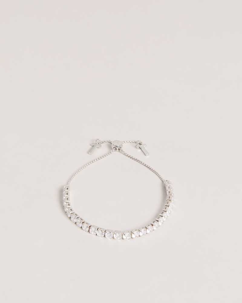 Silver Colour Ted Baker Melrah Crystal Drawstring Bracelet | ZA0001880