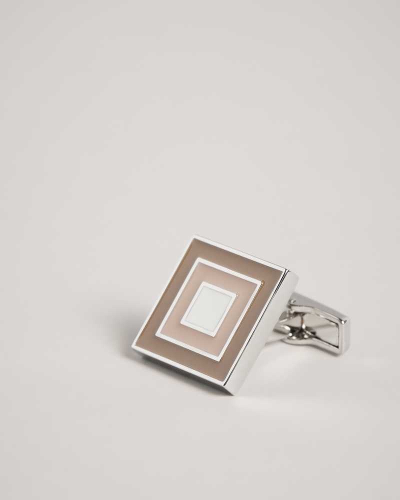 Silver Colour Ted Baker Multii Layered Square Cufflinks | ZA0001817