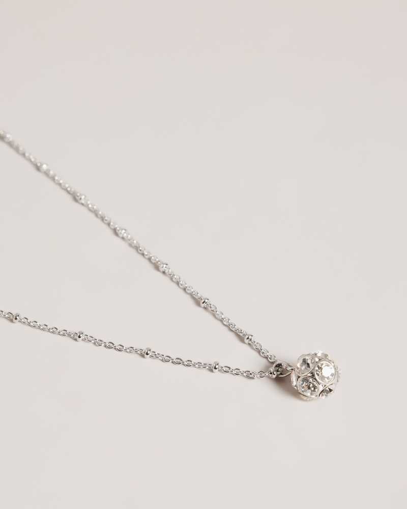 Silver Colour Ted Baker Ravela Crystal Pendant Necklace | ZA0001993