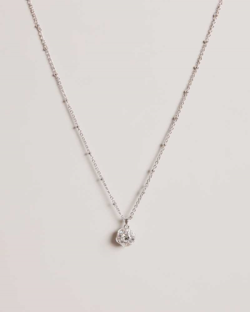 Silver Colour Ted Baker Ravela Crystal Pendant Necklace | ZA0001993