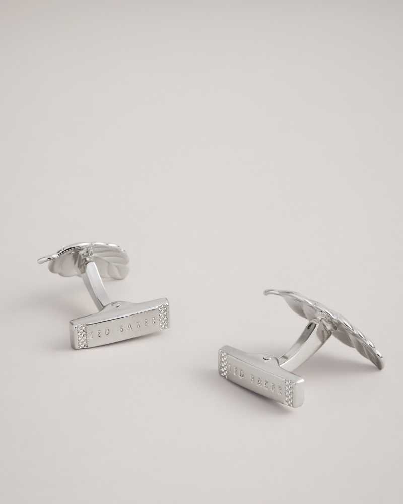 Silver Colour Ted Baker Rovan Leaf Cufflinks | ZA0001814