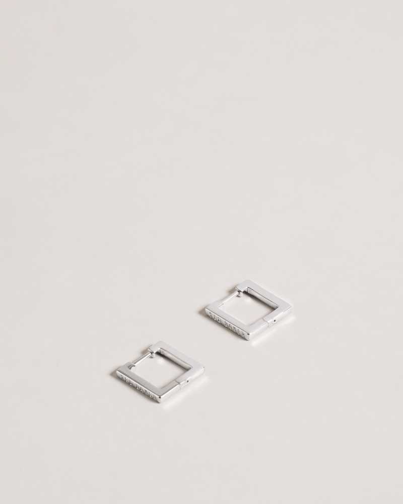 Silver Colour Ted Baker Senrii Small Square Hinge Earrings | ZA0001914