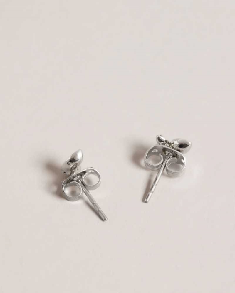 Silver Colour Ted Baker Sereno Butterfly Crystal Nano Stud Earrings | ZA0001976