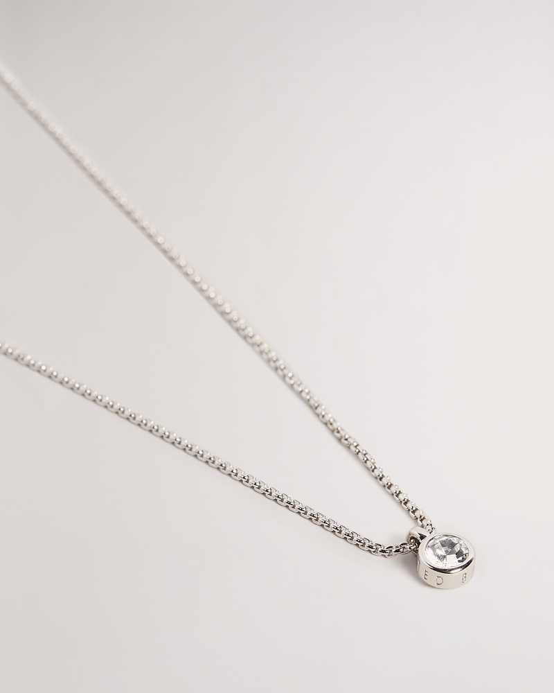 Silver Colour Ted Baker Sininaa Crystal Pendant Necklace | ZA0002012