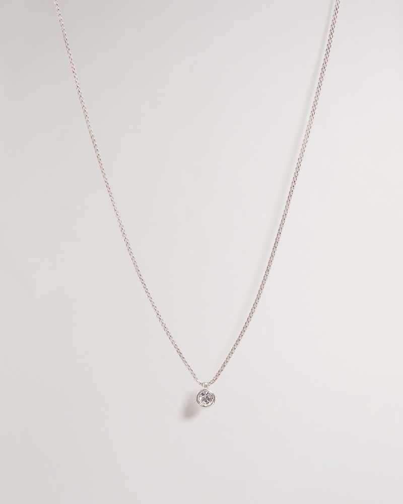 Silver Colour Ted Baker Sininaa Crystal Pendant Necklace | ZA0002012